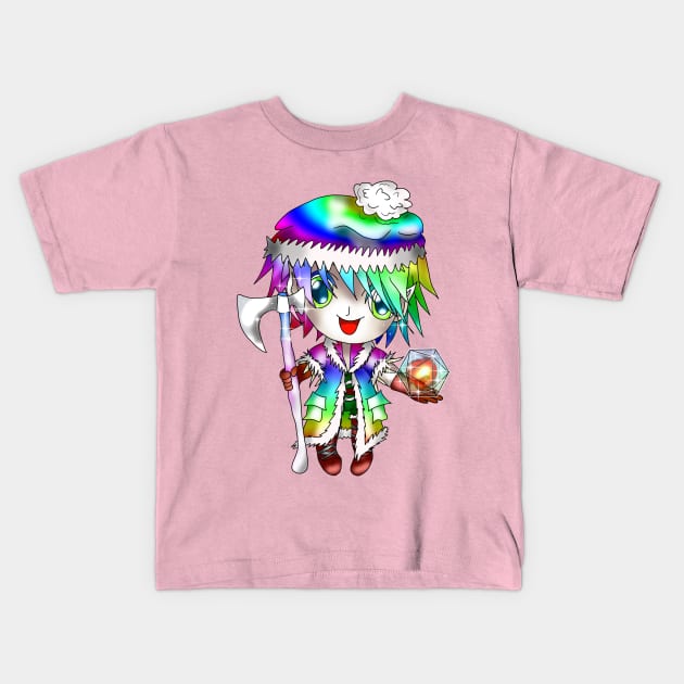 adorable chibi elf dnd rainbow barbarian Kids T-Shirt by cuisinecat